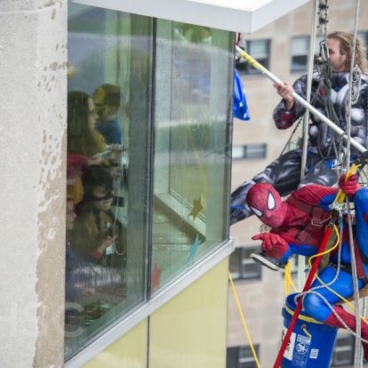 heroes clean windows at KGH site