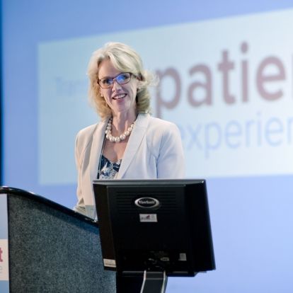 KGH President &amp;amp; CEO addresses delegates at the KGHConnect 2013 Knowledge Exchange: Transforming the Patient Experience event after the keynote address. The event was hosted by Kingston General Hospital in Kingston, Ontario, Canada.