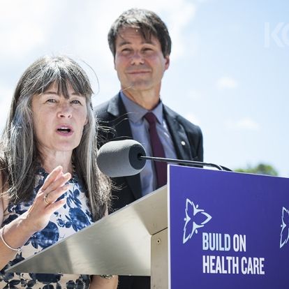 MPP for Kingston &amp; the Islands, Sophie Kiwala addresses guests and the media during the announcement.