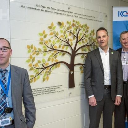 The Organ and Tissue Donor Memorial Wall located in the Kidd 2 hallway of Kingston General Hospital