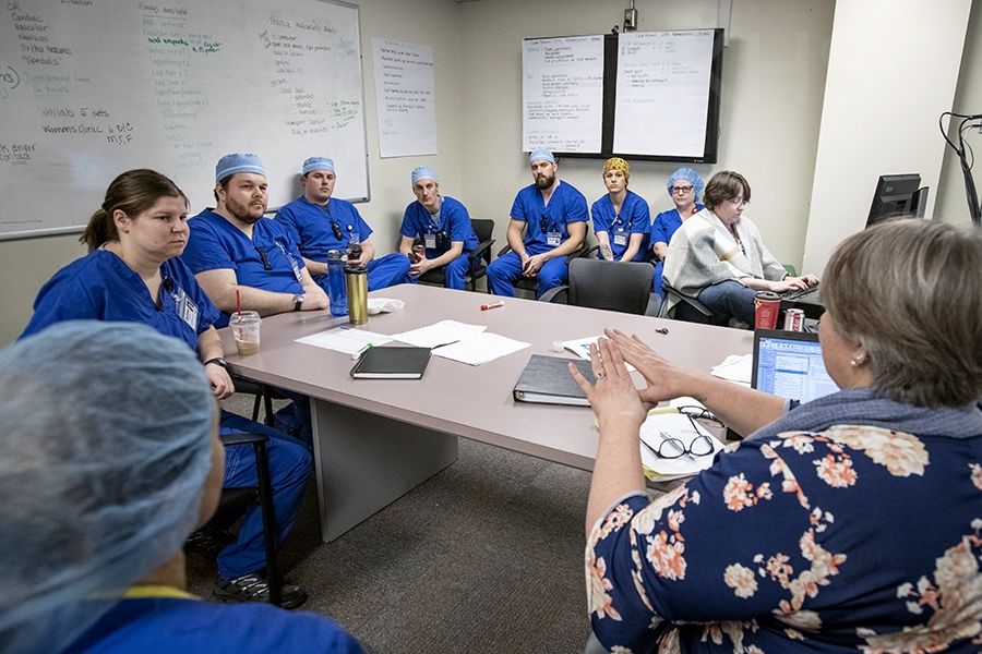 sterilization team huddle