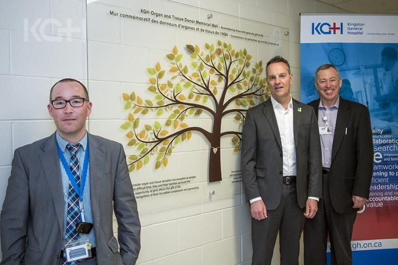 The Organ and Tissue Donor Memorial Wall located in the Kidd 2 hallway of Kingston General Hospital