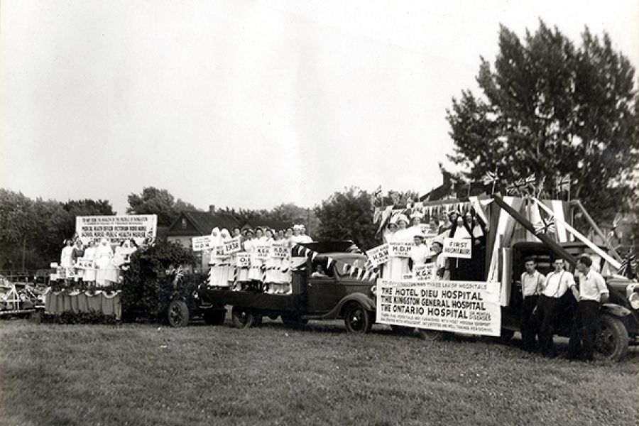 Kingston’s three hospitals partnered with other members of the local health care community to form a collective entry during the City of Kingston's Centennial parade in August 1938.