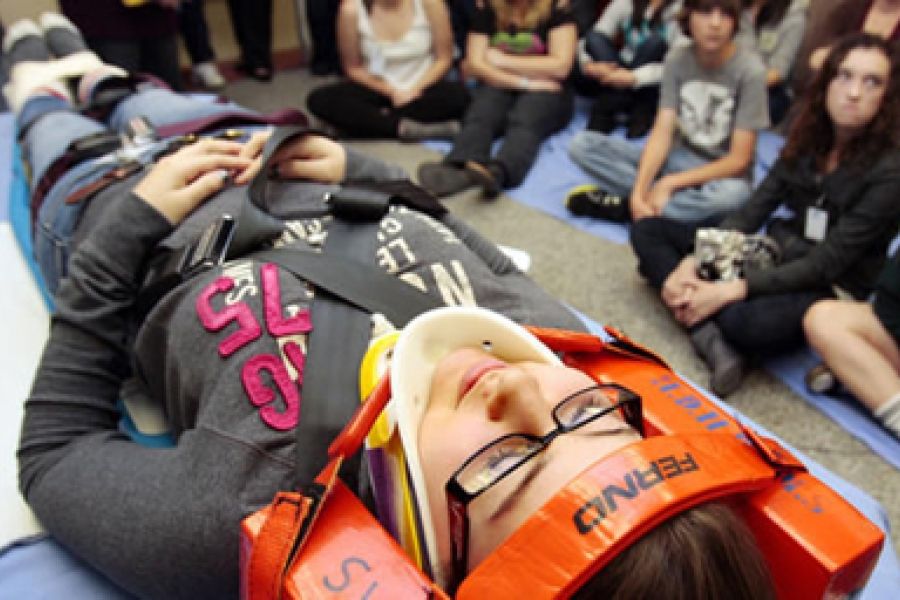 Students taking part recently in the P.A.R.T.Y. program at Sunnybrook Health Sciences Centre in Toronto.