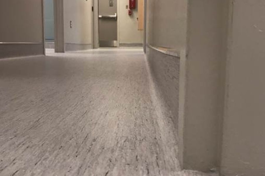 bright, shiny floor leading into renovated clinic