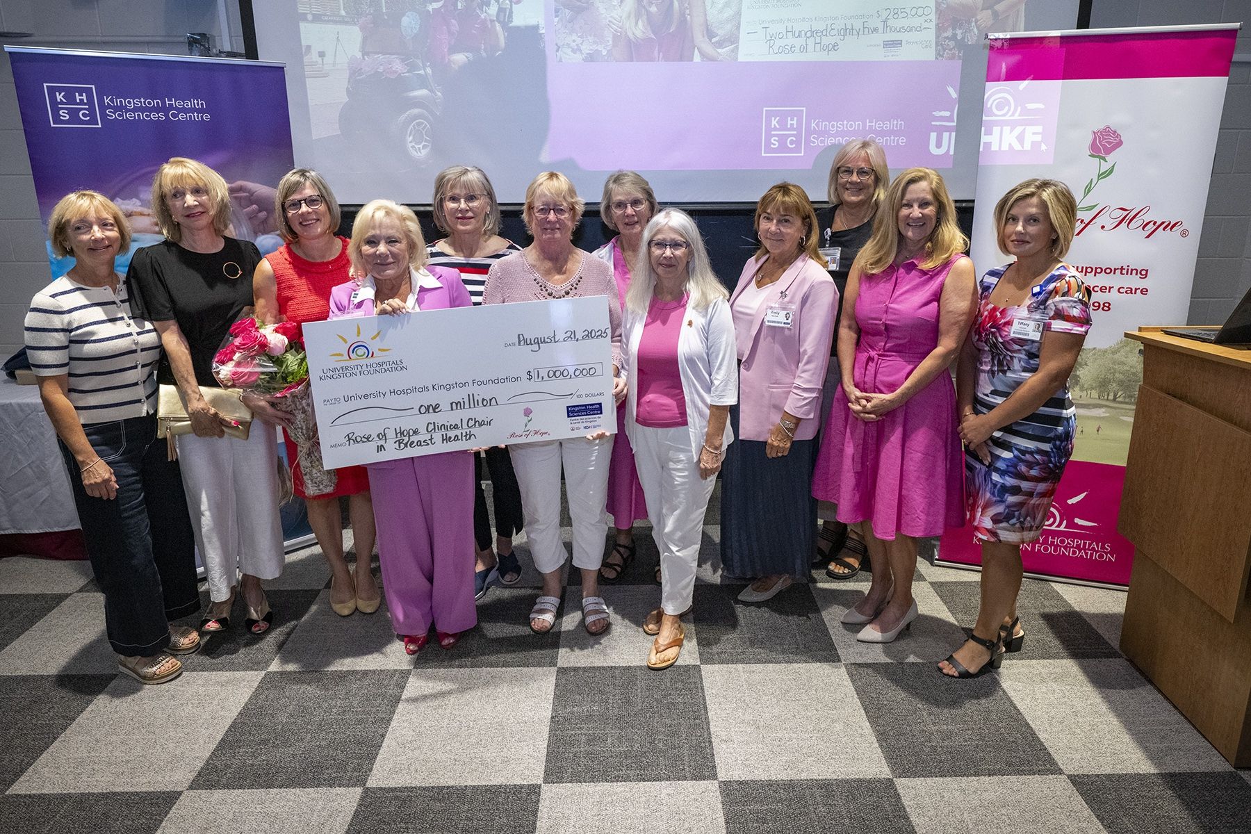 The Rose of Hope committee present their million dollar pledge to support Dr. Jabs' new role